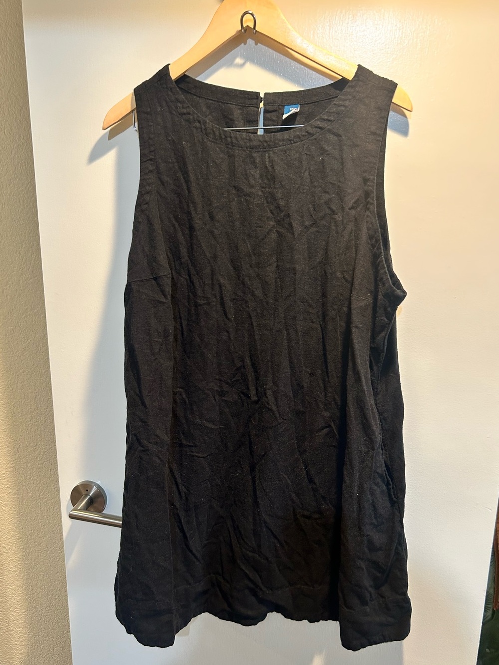 Old Navy Black Sleeveless A-Line Dress Linen Blend